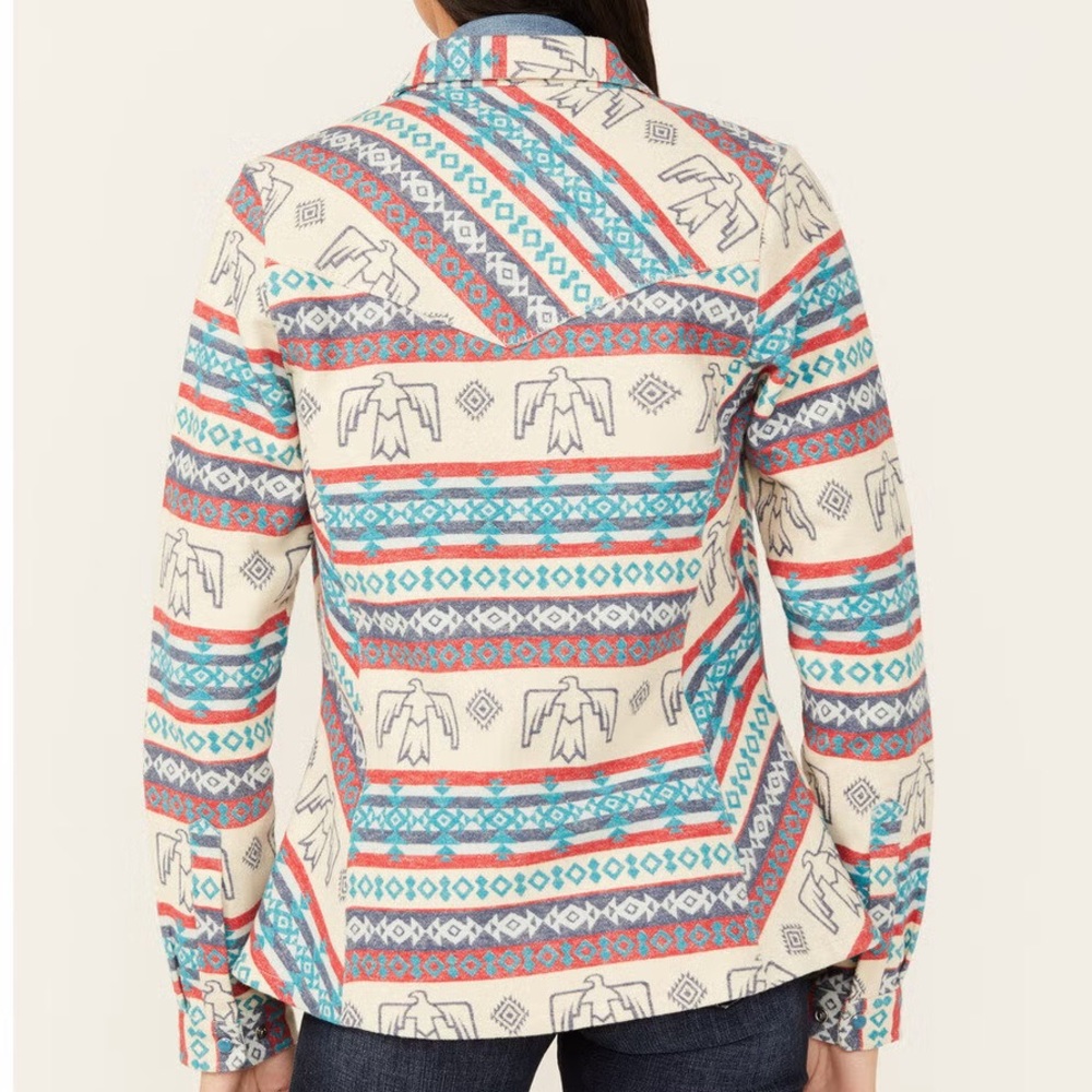 OUTBACK TRADING CO Lorelei Southwesters Thunderbird Print Performance Shirt S/M - Picture 3 of 11